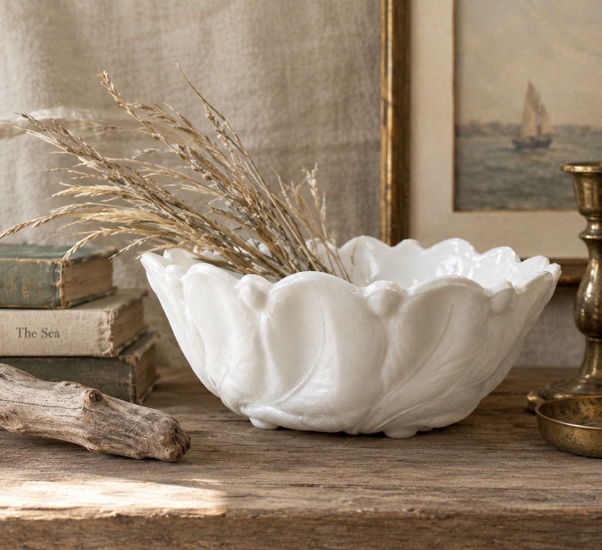 Indiana Glass “Lily Pons” White Milk Glass Bowl, 9-Inch