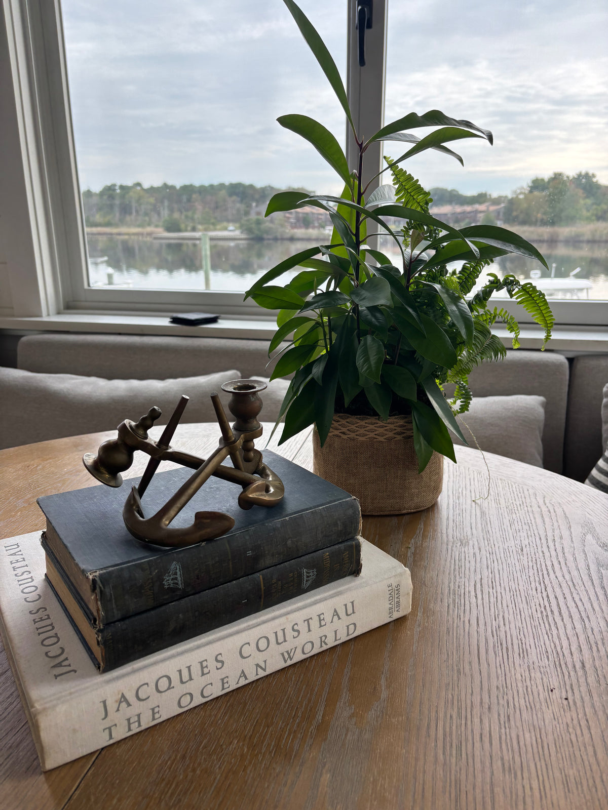 Vintage Solid Brass Anchor Candleholders, Pair